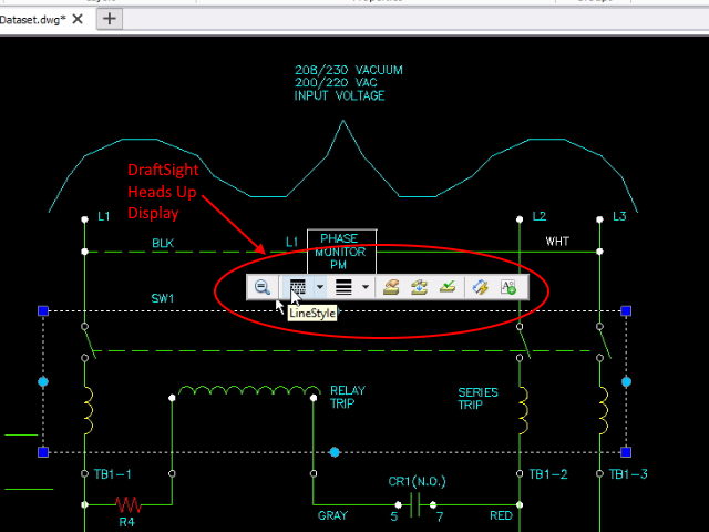 DraftSight Heads Up Display Toolbar