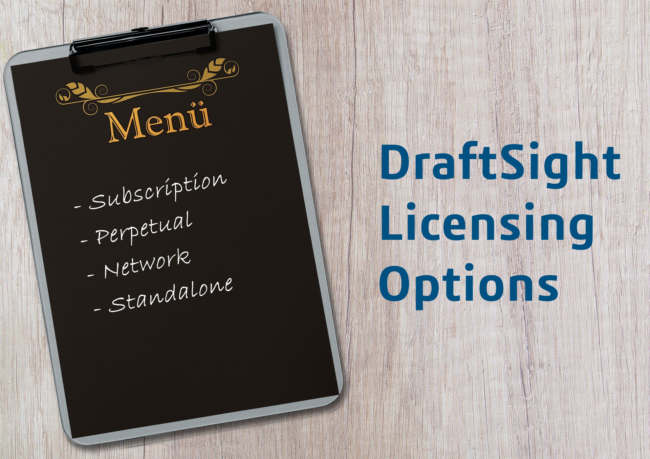 Menu showing DraftSight license options