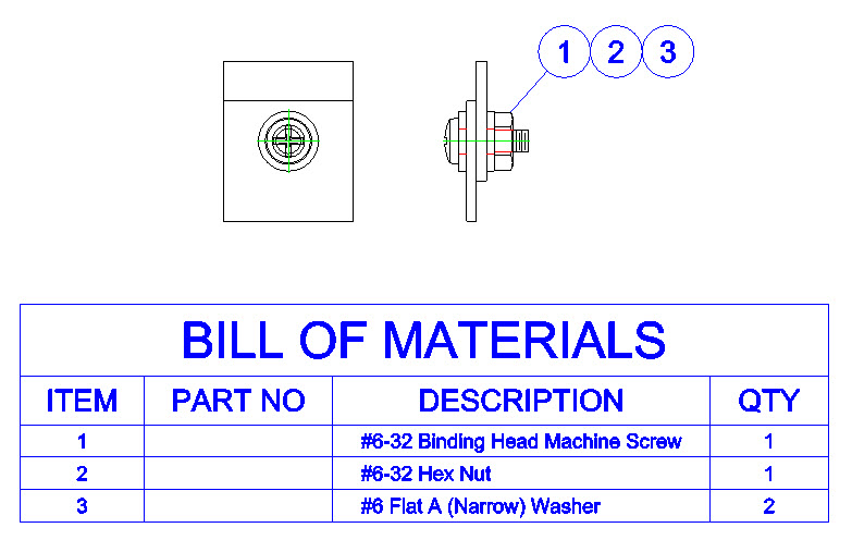 image shows how you can insert a Bill of Materials table 