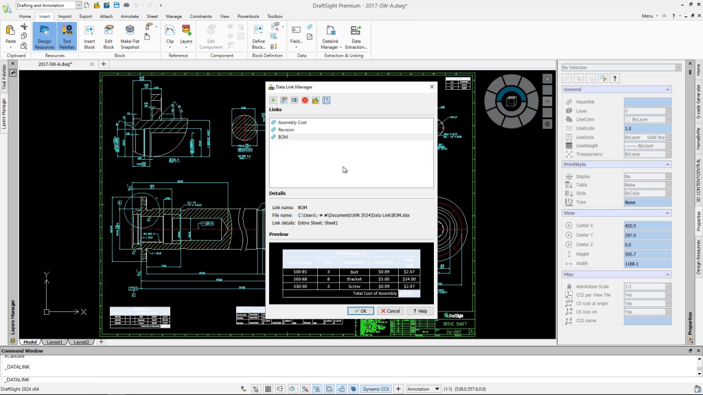 Unlocking Efficiency with DraftSight's Data Link Manager Feature