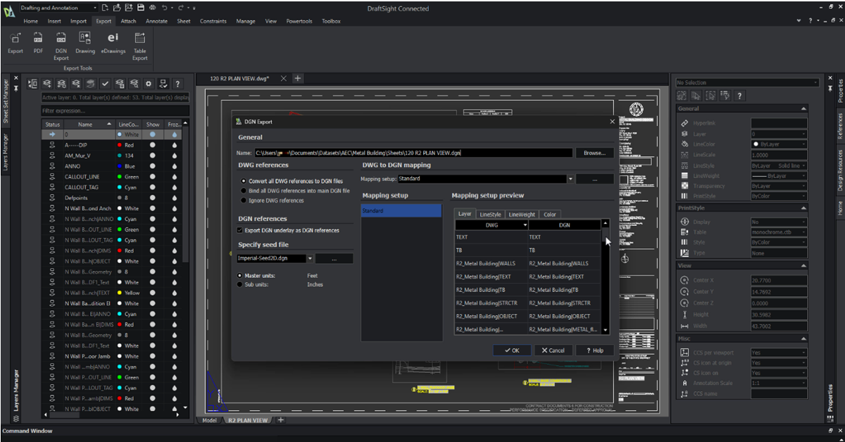 Export DWG to DGN Files